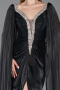 Robe de Soirée Longue Mousseline Noir ABU5868