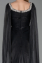 Robe de Soirée Longue Mousseline Noir ABU5868