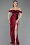 Robe De Soirée Longue Rouge Bordeaux ABU3611