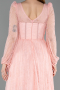 Robe De Soirée Dantelle Longue Saumon ABU5797