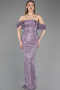 Robe de Soirée Longue Squameuse Lilas ABU5886