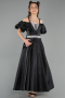 Robe de Soirée Enfants Longue Satin Noir ABU5901