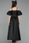 Robe de Soirée Enfants Longue Satin Noir ABU5901