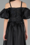 Robe de Soirée Enfants Longue Satin Noir ABU5901