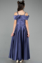 Robe de Soirée Enfants Longue Satin Bleu Marine ABU5902