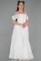 Robe de Soirée Enfants Longue Blanc ABU5903