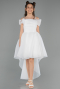 Robe de Soirée Enfants Devant Court Dos Long Blanc ABO128