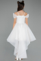 Robe de Soirée Enfants Devant Court Dos Long Blanc ABO128
