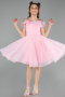 Robe de Soirée Enfants Courte Rose ABK2566