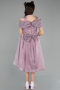 Robe de Soirée Enfants Devant Court Dos Long Lavande ABO108