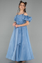 Robe de Soirée Enfants Longue Bleu ABU5912
