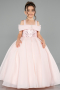 Robe de Mariage Pour Enfant Longue Satin Saumon ABG173