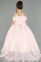 Robe de Mariage Pour Enfant Longue Satin Saumon ABG173
