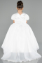 Robe de Mariage Pour Enfant Longue Satin Blanc ABG174