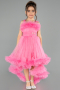 Robe de Soirée Enfants Devant Court Dos Long Rose ABO130
