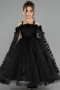 Robe de Mariage Pour Enfant Longue Noir ABG179