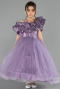 Robe de Mariage Pour Enfant Longue Lilas ABG180