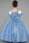 Robe de Mariage Pour Enfant Longue Satin Bleu ABG182