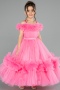 Robe de Mariage Pour Enfant Longue Rose ABG183