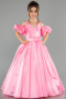 Robe de Mariage Pour Enfant Longue Satin Rose ABG185