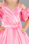 Robe de Mariage Pour Enfant Longue Satin Rose ABG185