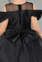 Robe de Mariage Pour Enfant Longue Satin Noir ABG176