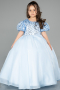 Robe De Mariage Pour Enfant Satin Longue Bleu ABG174