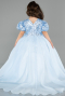 Robe De Mariage Pour Enfant Satin Longue Bleu ABG174