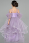 Robe de Soirée Enfants Devant Court Dos Long Lilas ABO127