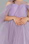 Robe de Soirée Enfants Devant Court Dos Long Lilas ABO127