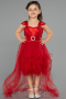 Robe de Soirée Enfants Devant Court Dos Long Rouge ABO105