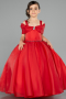Robe de Mariage Pour Enfant Longue Satin Rouge ABG175