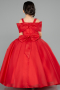 Robe de Mariage Pour Enfant Longue Satin Rouge ABG175