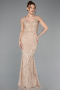 Robe de Soirée Longue Perlé Or ABU5914