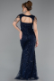Robe de Soirée Longue Perlé Bleu Marine ABU5914