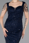 Robe de Soirée Longue Perlé Bleu Marine ABU5914