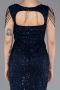 Robe de Soirée Longue Perlé Bleu Marine ABU5914
