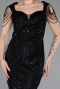 Robe de Soirée Longue Perlé Noir ABU5914