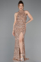 Robe De Soirée Squameuse Longue Or ABU5135