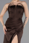 Robe de Soirée Longue Satin Brun ABU5923