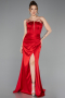 Robe de Soirée Longue Satin Rouge ABU5923