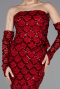 Robe de Soirée Longue Squameuse Rouge Bordeaux ABU5916