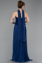 Robe de Soirée Longue Mousseline Bleu Marine ABU5917