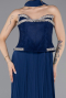 Robe de Soirée Longue Mousseline Bleu Marine ABU5917