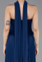 Robe de Soirée Longue Mousseline Bleu Marine ABU5917