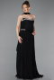Robe de Soirée Longue Mousseline Noir ABU5917