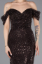 Robe De Soirée Perlé Longue Brun ABU5557