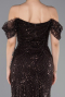 Robe De Soirée Perlé Longue Brun ABU5557