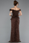 Robe De Soirée Perlé Longue Brun ABU5616