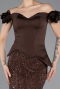 Robe De Soirée Perlé Longue Brun ABU5616